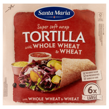 Santa Maria Tortilla with Whole Wheat Wheat Large 6 Stuks 371g