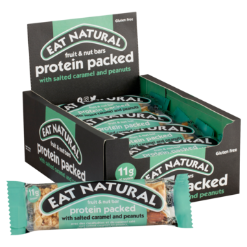 Eat Natural Fruit Nut Bars Protein Packed with Salted Caramel and Peanuts 12 x 45g