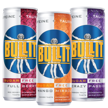 Bullit Energy Drink Suikervrij Fruitsmaak 3 x 250ml