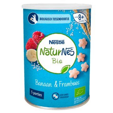 NaturNes® Bio Nutripops Banaan Framboos 8+ baby snack biologisch