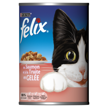 FELIX® Natvoer in Blik met Zalm & Forel in Gelei Kattenvoer 400g