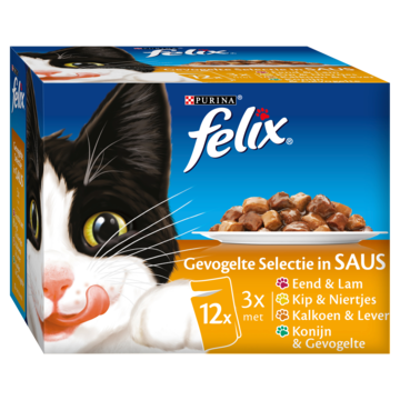 FELIX® Original Gevogelte Selectie in Saus Kattenvoer 12x85g