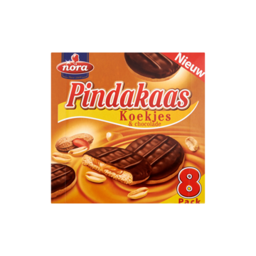 Nora Pindakaas Koekjes & Chocolade 8 x 16, 6g