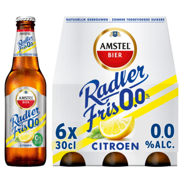 Amstel Radler Fris 0.0 Bier Fles 6 x 30cl bestellen? Wijn, bier, sterke drank — Jumbo Supermarkten