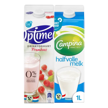 Campina Halfvolle Melk en Optimel Drinkyoghurt