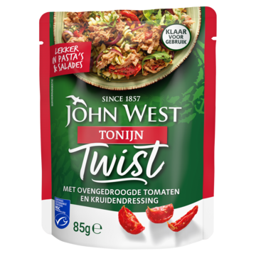 John West Tonijn Twist met Ovengedroogde Tomaten en Kruidendressing MSC 85g