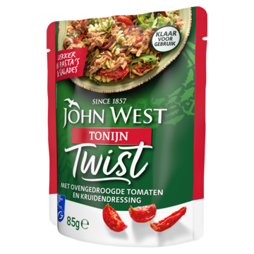 John West Tonijn Twist met Ovengedroogde Tomaten en Kruidendressing MSC 85g
