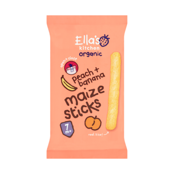 Ella's Kitchen Organic Perzik + Bananen Maïs Sticks 7+ Maanden 16g