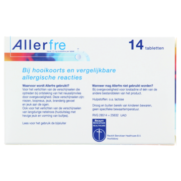 Allerfre Tabletten bij hooikoorts of allergie 10 mg, 14 stuks