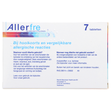 Allerfre Tabletten bij hooikoorts of allergie 10mg, 7 stuks