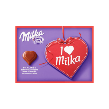 Milka I Love Milka Melk Chocolade Bonbons Hazelnoot-Nougat Crème Vulling 110g