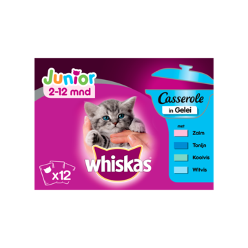 Whiskas Junior Casserole maaltijdzakjes in gelei kittenvoer 12x85g