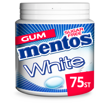 Mentos White Cool Mint Kauwgom mint Suikervrij Pot 75 stuks