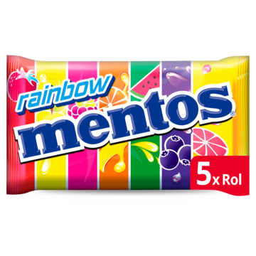 Mentos Rainbow Rollen Snoep Pak 5 rollen
