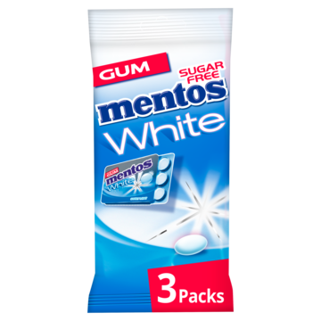 Mentos White Sweet Mint Kauwgom mint Suikervrij 3 Blisters 12 stuks