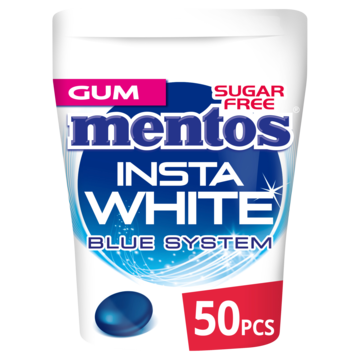 Mentos Insta white Kauwgom mint Suikervrij Pot 50 stuks