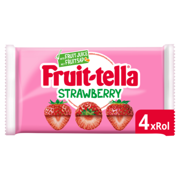 Fruittella Strawberry Aardbei Rollen snoep Pak 4 rollen