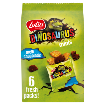 Lotus koekjes melkchocolade mini dinosaurus 6 x 25g