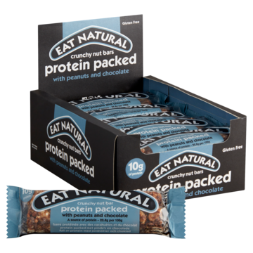 Eat Natural Crunchy Nut Bar Protein Packed met Pindaapos s en Chocolade 12 x 45g
