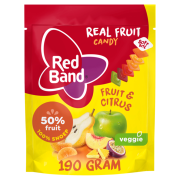 Red Band Real Fruit Candy Fruit en Citrus 190g