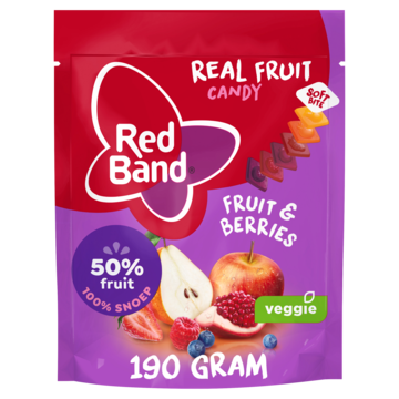 Red Band Real Fruit Candy Fruit en Berries 190g