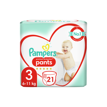 Pampers Premium Protection Pants Luierbroekjes Maat 3, 21 Broekjes, 6-11kg