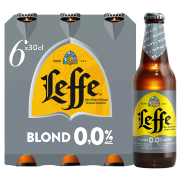 Leffe Belgisch Abdijbier Blond 0,0% Flessen 6 x 30cl