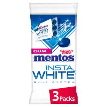 Mentos Chewing Gum Insta White Blue System 36 Stuks 3 x 17, 5g