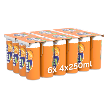 Fanta Orange No Sugar - 24 stuks - 6 x 4 x 250 ml blik