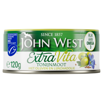 John West Tonijnmoot Extra Vita met Olijven en Lijnzaadolie MSC 120g