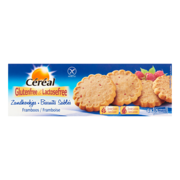 Céréal Glutenfree & Lactosefree Zandkoekjes Framboos 4 x 5 Stuks 120g
