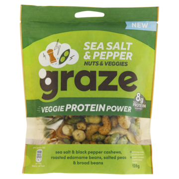 Graze Groente- en Notenmix Sea Salt & Pepper Veggie Protein Power 128g