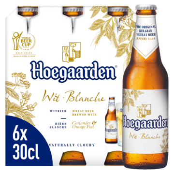 2e halve prijs | Hoegaarden Wit Belgisch Bier Flessen 6 x 30cl Aanbieding bij Jumbo