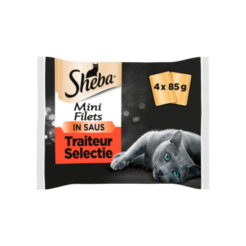 Sheba Mini Filets Maaltijdzakjes - Traiteur Selectie in Saus - Kattenvoer - 4 x 85g