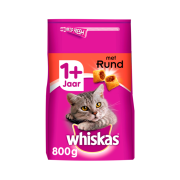 Whiskas 1+ Adult Droge Brokjes - Rund - Kattenvoer - 800g