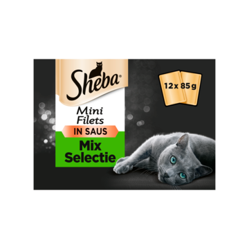 Sheba Mini Filets Maaltijdzakjes - Mix Selectie in Saus - Kattenvoer - 12 x 85g
