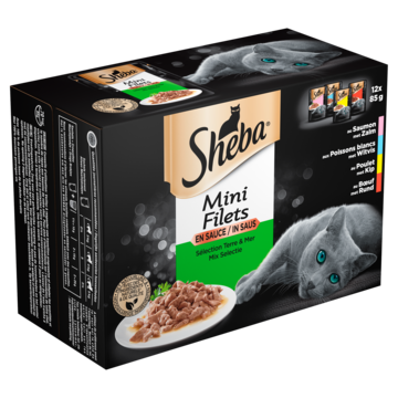 Sheba Mini Filets Maaltijdzakjes - Mix Selectie in Saus - Kattenvoer - 12 x 85g