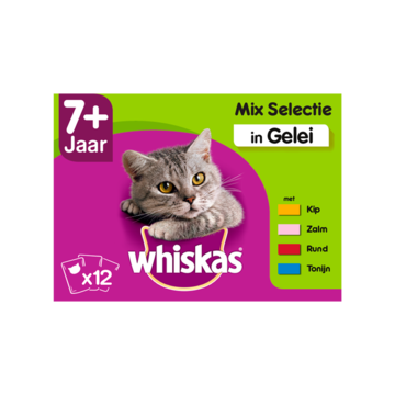 Whiskas 7+ Senior Maaltijdzakjes - Mix Selectie in Gelei - Kattenvoer - 12 x 100g
