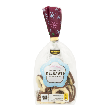 Jumbo Winter Topper Kransjes Melk/Wit Chocolade 150g