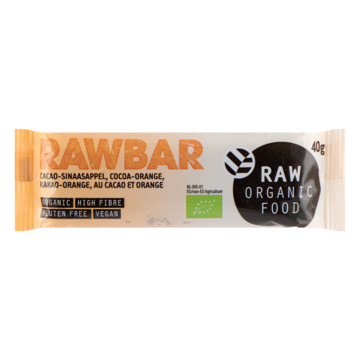 Raw Organic Food Rawbar Cacao-Sinaasappel 40g