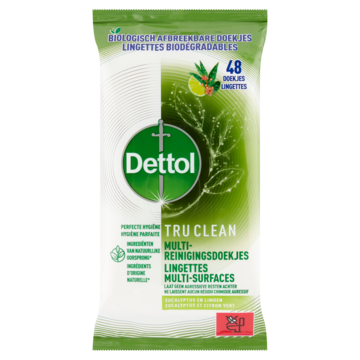 Dettol Tru Clean Multi-Reinigingsdoekjes Eucalyptus en Limoen 48 Doekjes