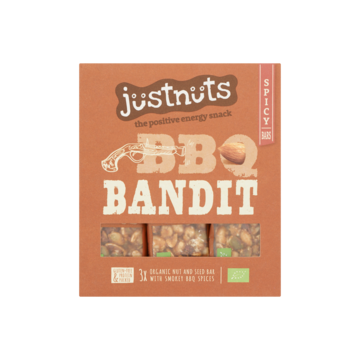 Justnuts BBQ Bandit Organic Nut and Seed Bar with Smokey BBQ Spices 3 x 30g