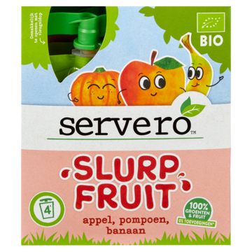 Servero Slurpfruit Knijpfruit Appel, Pompoen, Banaan Bio