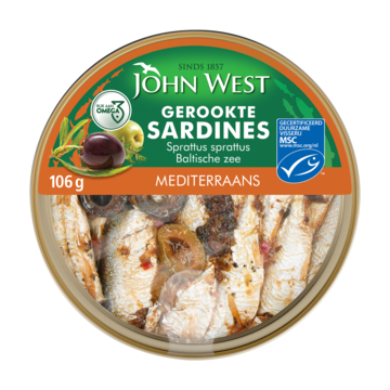 John West Gerookte Sardines Mediterraans MSC 106g