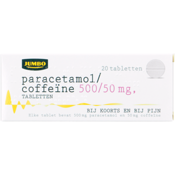 Paracetamol/coffeïne tabletten 500/50 mg, 20 stuks