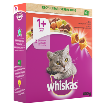 Whiskas 1+ Adult droge brokjes Rund kattenvoer 800g