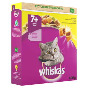 Whiskas 7+ Senior droge brokjes Kip kattenvoer 800g