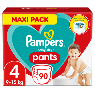 Pampers Baby-Dry Luierbroekjes Maat 4, 90 Luiers, 9kg-15kg