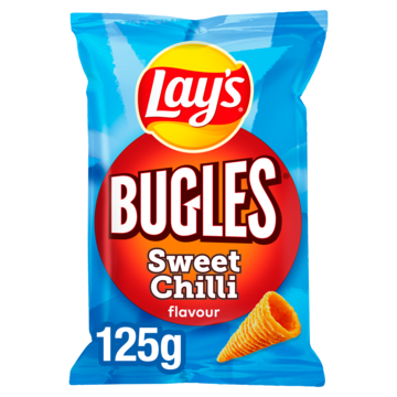 Layapos s Bugles Sweet Chilli Chips 125gr Aanbieding 2 zakken Bugles a 125 gram Sensations a 150 gram of Wokkels a 100 gram