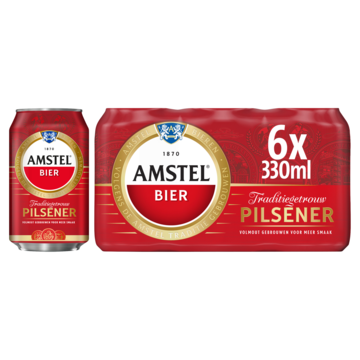Amstel Pilsener Bier Blik 6 x 330ml Aanbieding bij Jumbo | Alcoholhoudend 2 verpakkingen met 4 of 6 flesjes of blikjes M.u.v. gekoeld bier